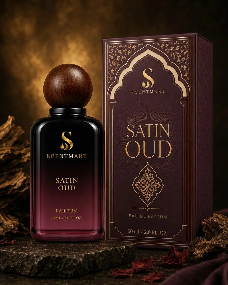 Satin Oud bottle with packaging